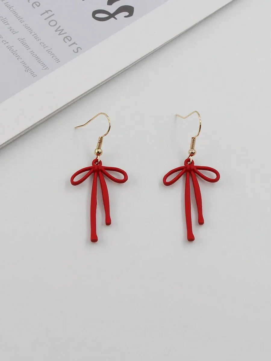 Conjunto de collar y pendientes con lazo rosa color caramelo para el Día de San Valentín, regalo para mamá