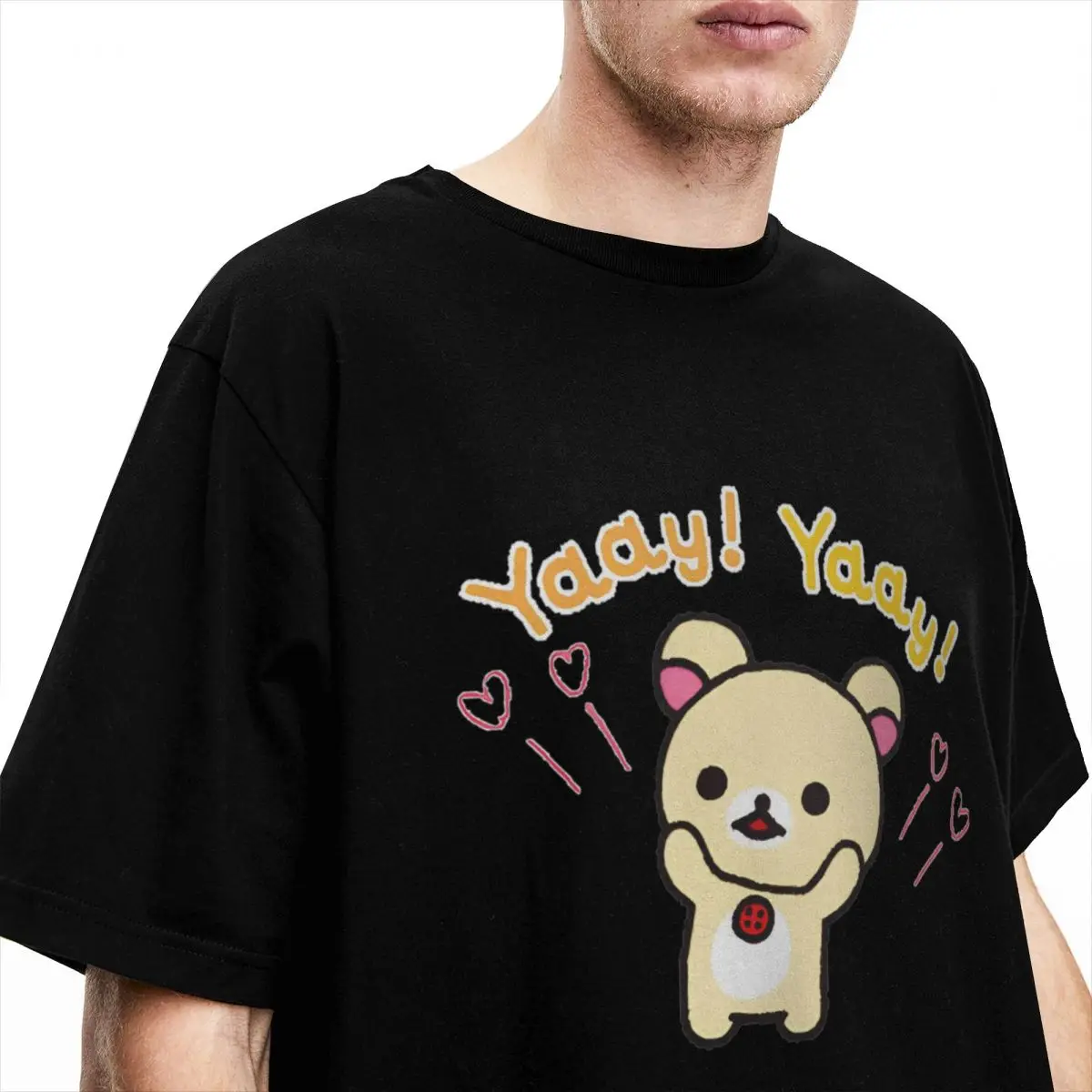 Men's T-Shirt Cute Korilakkuma Bear Rilakkuma Anime Casual Cotton Tee Shirt Short Sleeve T Shirts O Neck Tops New Arrival