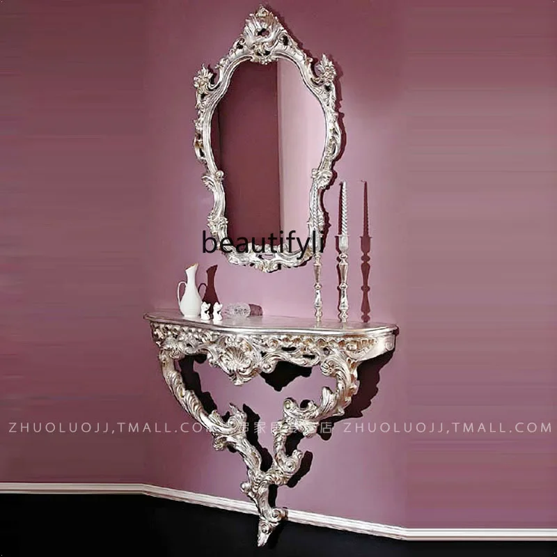 

B06 French solid wood carving entrance table hanging wall court wall hanging baroque
