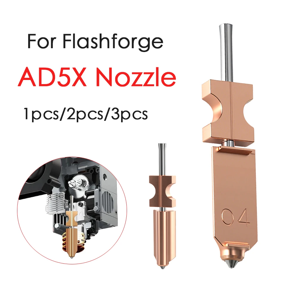 

New Upgraded Hardened Steel Hotend Nozzles 0.25/0.4/0.6/0.8mm For Flashforge AD5X Bimetallic Nozzle 3D Printer Replacement Parts