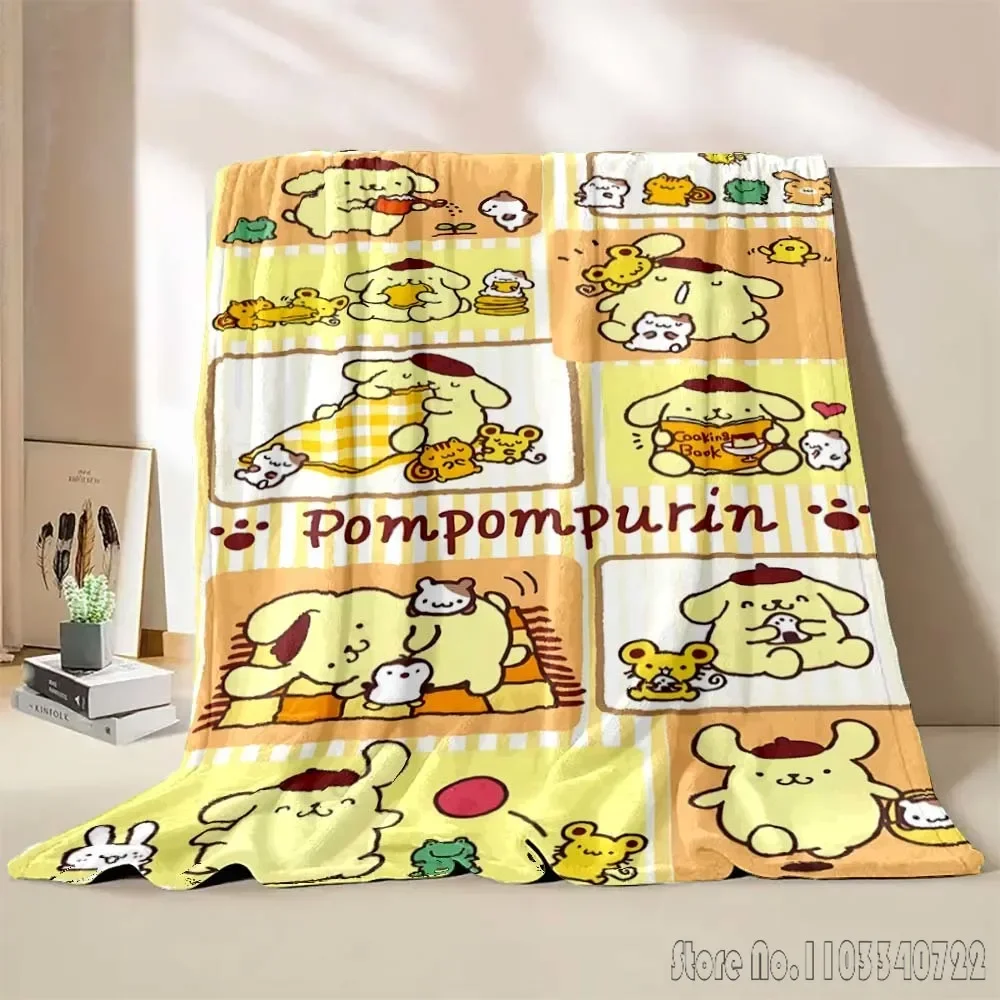 Anime Pom Purin Coperta Sanrio Copridivano per divano letto Coperta trapuntata morbida e soffice per quattro stagioni Coperta in flanella Regalo per ragazza per bambini