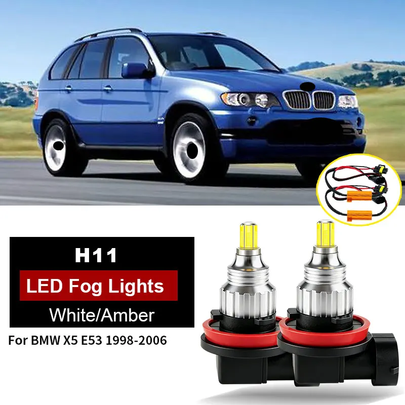 2PCS H11 Led Canbus No Error H8 LED Car Fog Lamp Auto Headlight Light 12V For BMW X5 E53 E70 X6 E71 E72 E81 E82 E87 E88 E92 E93