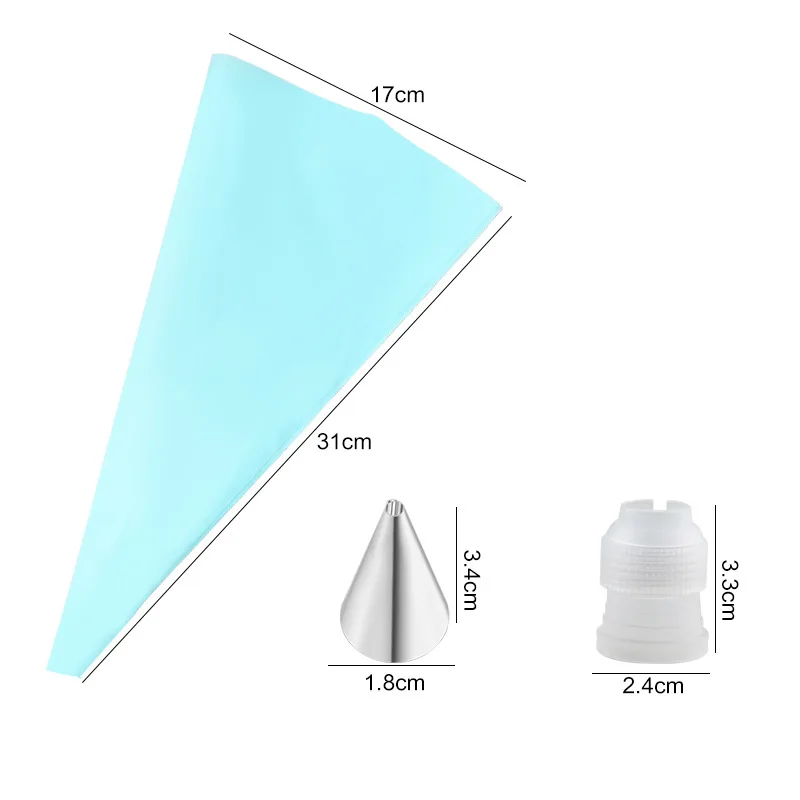 8PCS/bag Silicone Icing Piping Cream Pastry Bag + 6 Stainless Steel Cake Nozzle DIY Cake Decorating Tips Fondant Pastry Tools