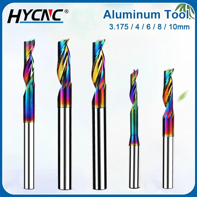 

10 PCS 3.175/8/10 MM Single Slot Coating Cemented Carbide End Mill Cutter, CNC Milling Machine For Aluminium Router Bit Carving