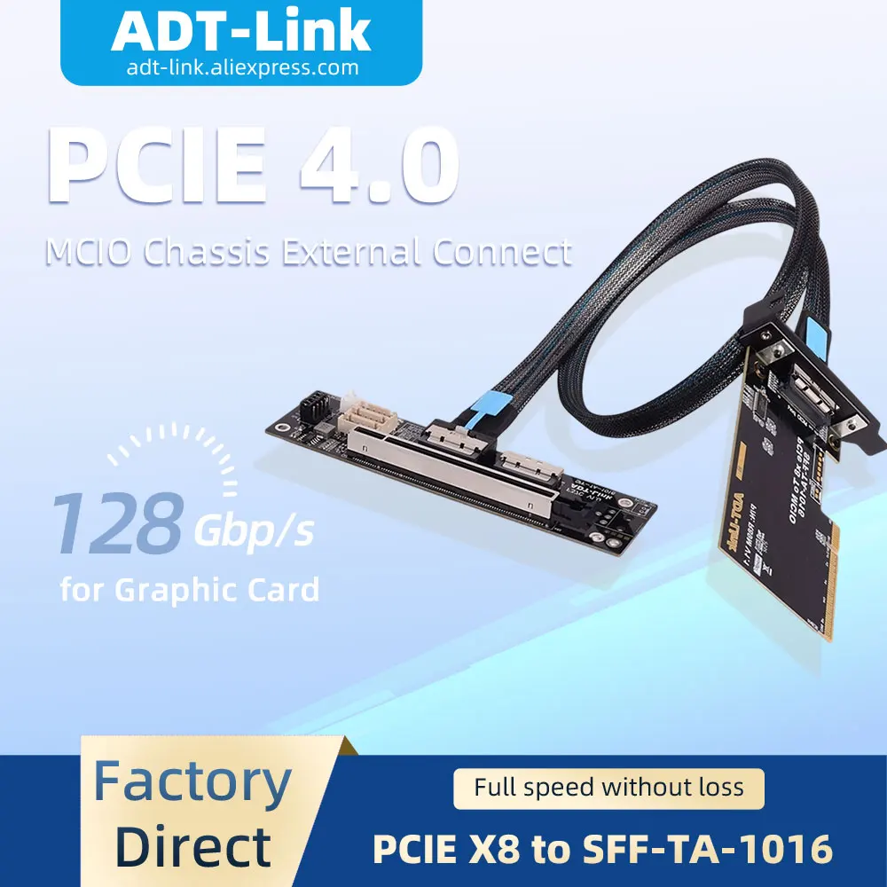 ADT-Link R89M-M37C PCIE 4.0 x8 to SFF-TA-1016 Adapter Card MCIO Chassis External For 2U4U Chassis Extension Cable One-Drag-One