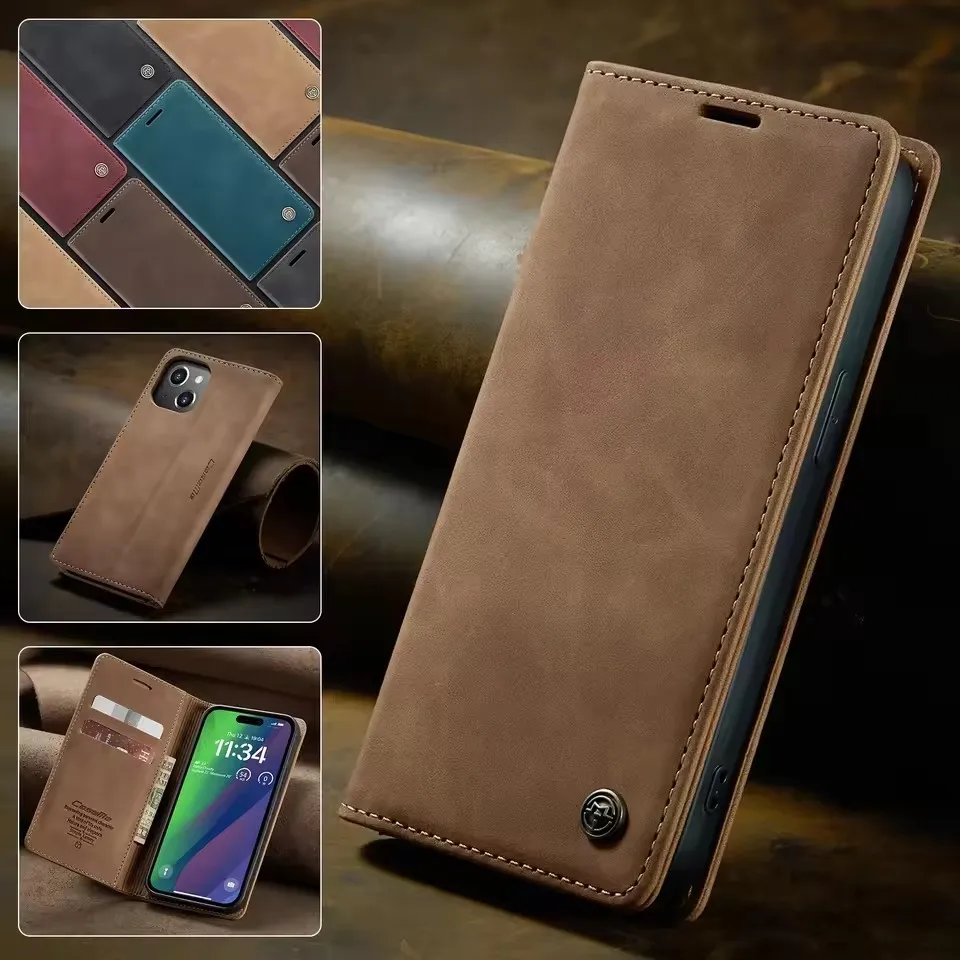 

Magnetic Leather Wallet Case For iPhone 17 16 15 14 13 12 11 Pro Max 16E XS MAX XR 7 8 16 Plus Cards Slot Stand Book Phone Cover