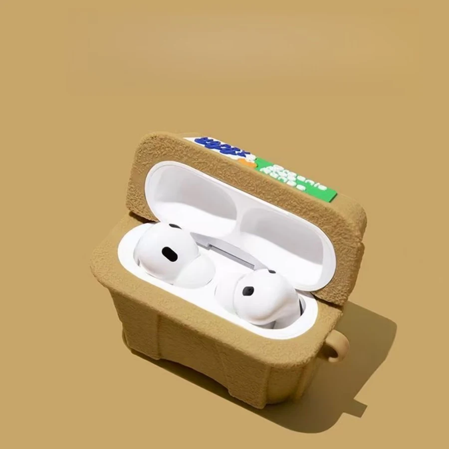 Airpods4 Niedliche Eiförmige Kopfhörerhülle | Khakifarbenes, leichtes, stoßfestes Softcase, ein unterhaltsames Reise-Accessoire für AirPods-Benutzer und Gadget-Enthusiasten. – Detail 4