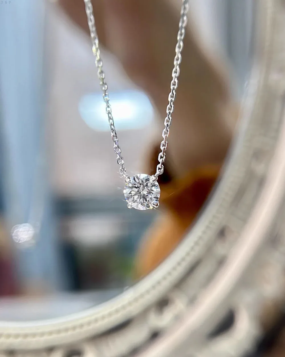 IGI Certified 1 2 Carat Round shape Diamond Necklace, VS1 Clarity D Color, 18K White Gold Lab Grown Diamond fashion Necklace