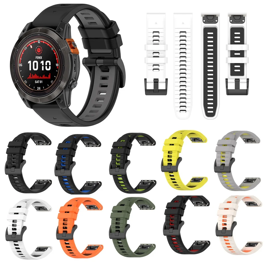 

20 22 26mm Silicone Quick Fit Strap Garmin Fenix 3 5 6 7 5X 6X 7X 5S 6S 7S hr 5X 7X 6X ,instinct 2,Forerunner 745 935 945 955