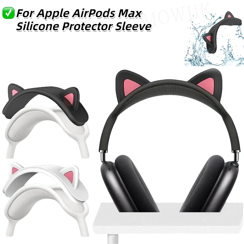 Cute Cat Ears Headband Cover For Apple AirPods Max Soft Silicone Headphone Protectors Comfort Cushion Top Pad Protector Sleeve