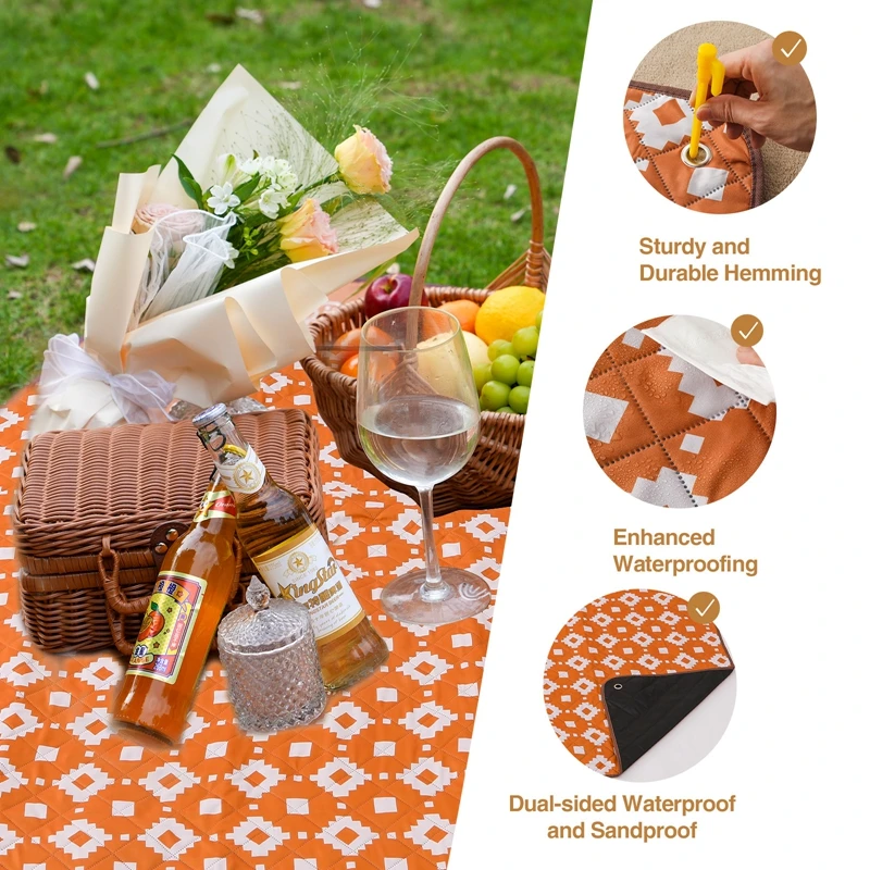 Waterproof Moisture-proof Cotton Outdoor Picnic Mat Portable Storage Mat For Camping Barbecue Picnic Trendy Spring Outing Gift
