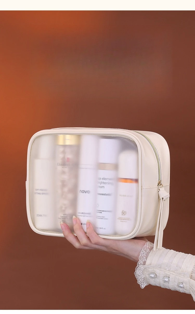 Halbtransparentes Luxus-Kosmetiktaschen-Set, 3-teilig, Große Reise-Kosmetikorganizer-Taschen, Tragbare Toilettenartikel-Aufbewahrung für Frauen – Detail 13