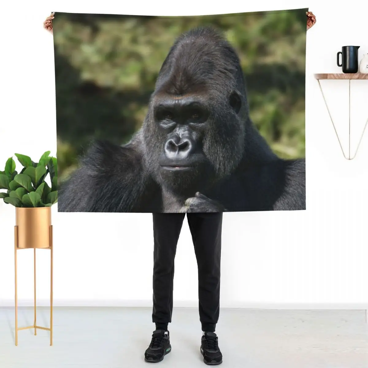 Silverback Gorilla Portrait Throw Blanket Baby for winter Kid'S Moving warm for winter Loose Blankets