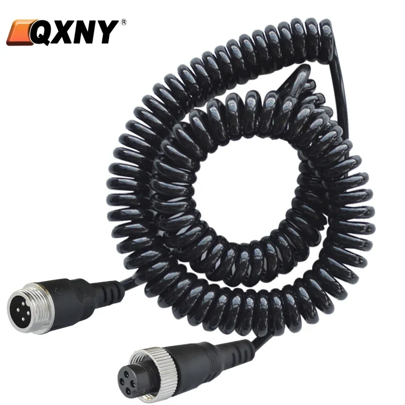4PIN 5M Spring Cable Telescopic Wire Spiral Stretchable Extension  for Bus Turck Van Lorry RV Monitor DVR TV Camera Connection