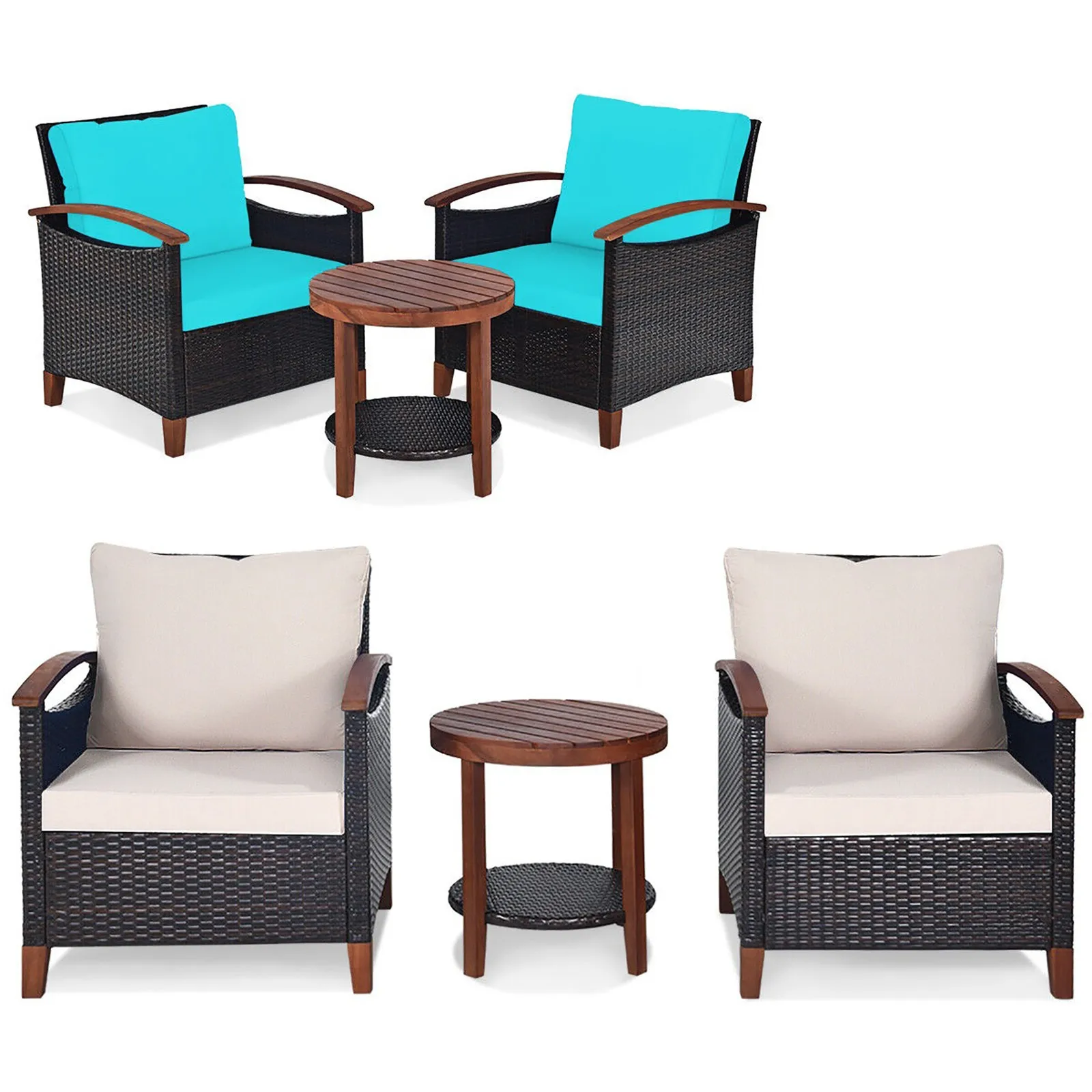 3PCS Patio Wicker S…