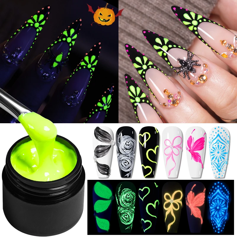 

7ml Luminous No Wipe Painting Gel Fluorescent Glow In Dark Gel Nail Polish Semi Permanent Soak Off UV LED Gel Varnish Nail Art