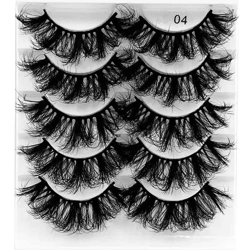 New 5 Pairs Mink Hair Lashes 25mm 5D Fluffy Soft Fals Eyelashes Natural Long Thick Eyelash extension Reusable Fake Lash make up