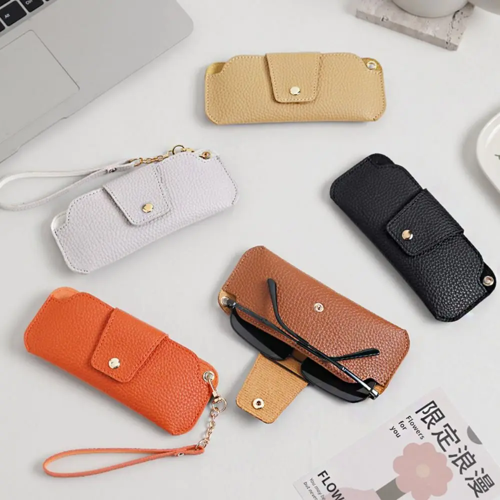 Portable Pu Leather Glasses Bag With Lanyard Leather Rope Glasses Storage Bag Korean Style Glasses Clip Sunglasses Eyeglass Bag