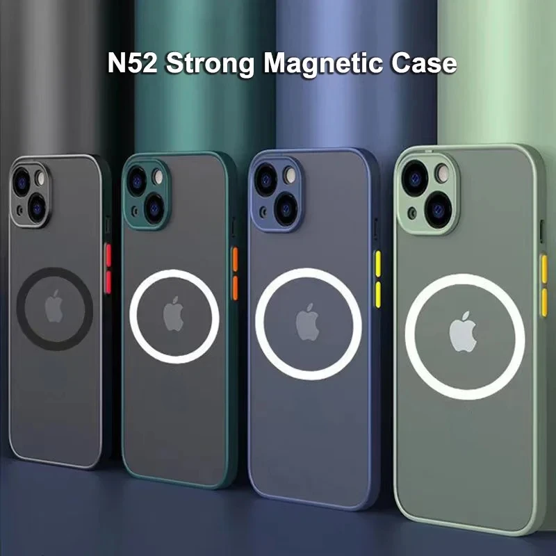 N52 Strong Magnet for iPhone 16 15 14 13 12 Pro Max Plus Mini Case Wireless  Charge for MagSafe Cover Soft Skin Full Camera Shell - AliExpress 202192403