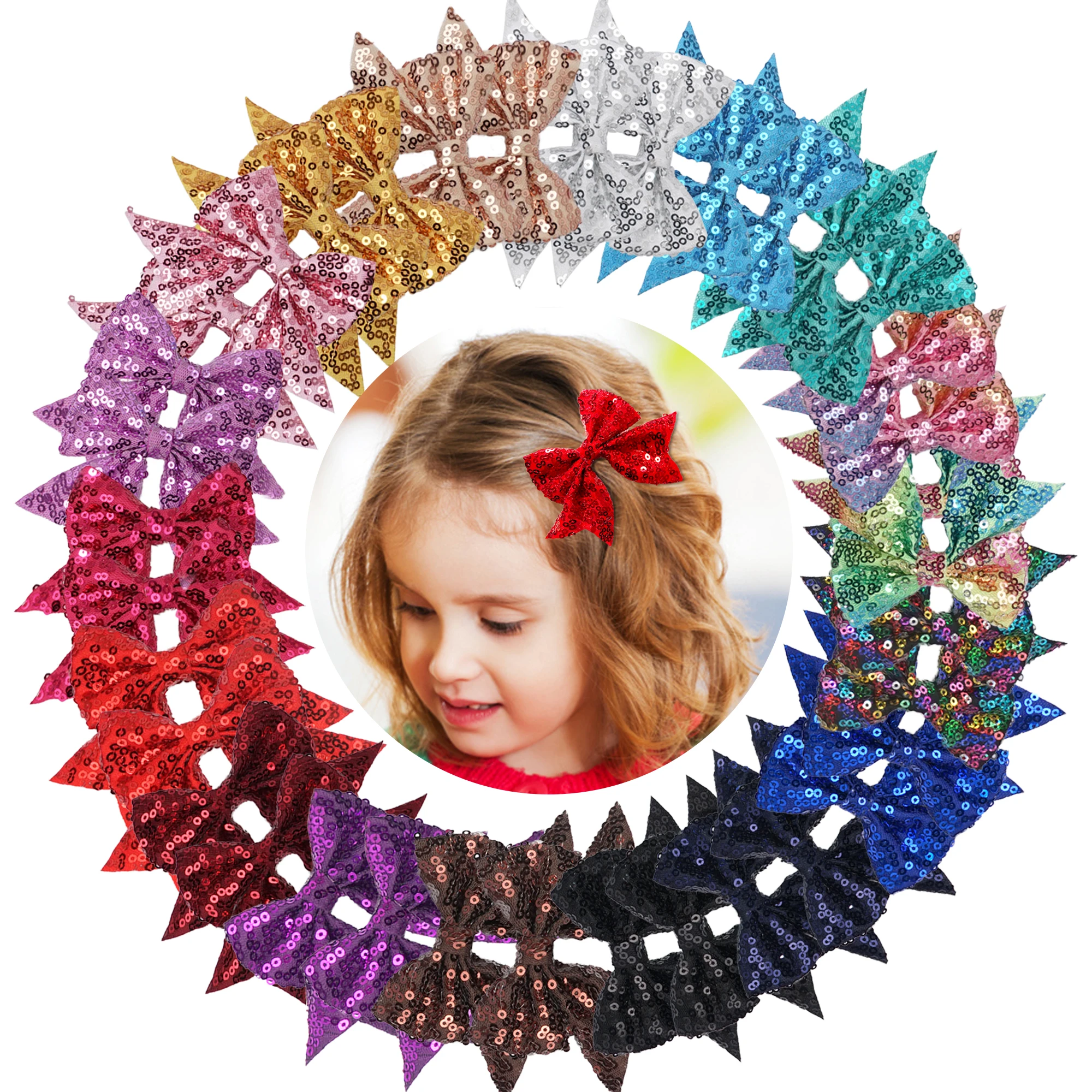 10/16Pcs 3in Rainbow Glitter Alligator Mini Hair Clips for Baby Girls Cheerleading Bows Hairpins Kids Hair Accessories