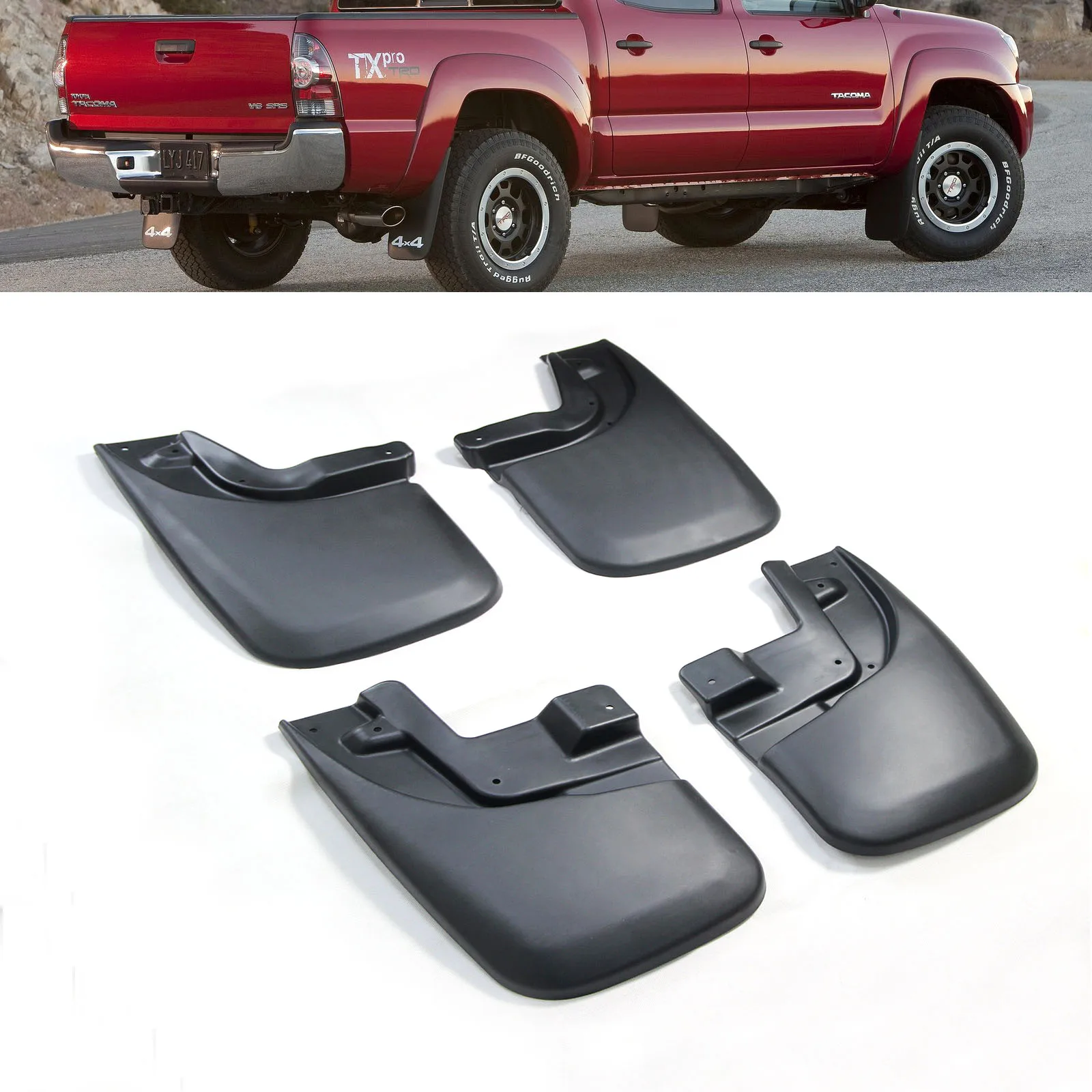 Mud Flaps Splash Guards Replacement for Toyot-a T-acoma 2005-2015 Molded with OEM Fender Flares Front and