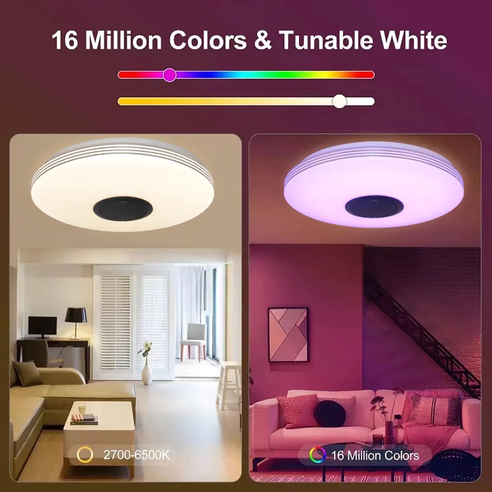 Imagem -04 - Bluetooth Música Rgb Lâmpada do Teto Lustre de Teto Inteligente Pendurado Lâmpadas para Sala Estar Decoração Luzes Led Eletrodomésticos wi fi