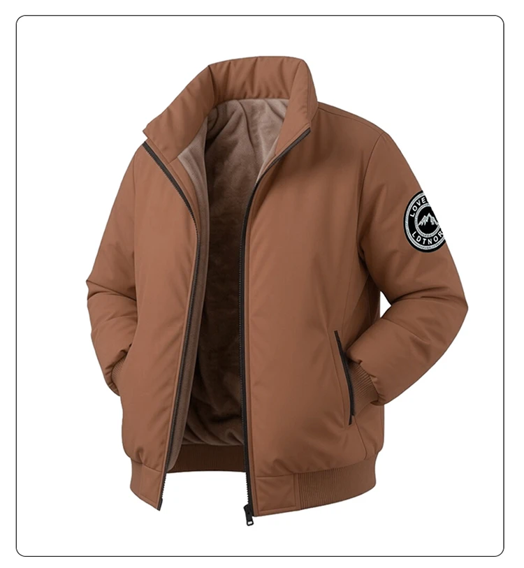 Men's Jacket Stand Collar Stamp Mens Parka Winter New Down Jacket Fleece Warm Jackets Men Business Leisure Coat Baseball Coats