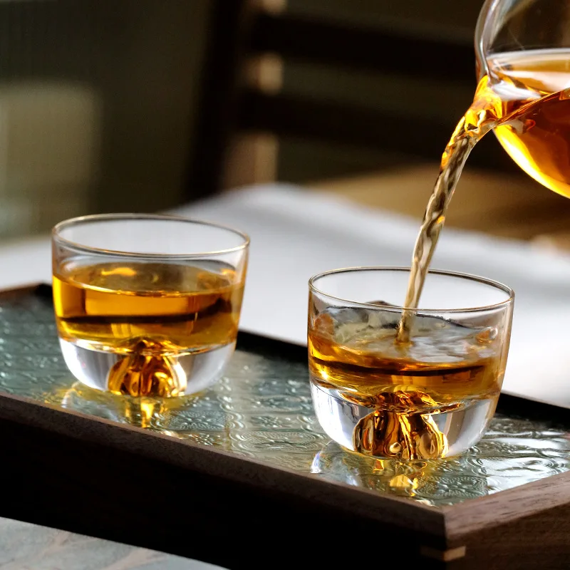 Crystal Glass Tea Set with Gold Accents, Heat-Resistant Borosilicate Pitcher,  Separator for Kungfu Brewing & Serving Set