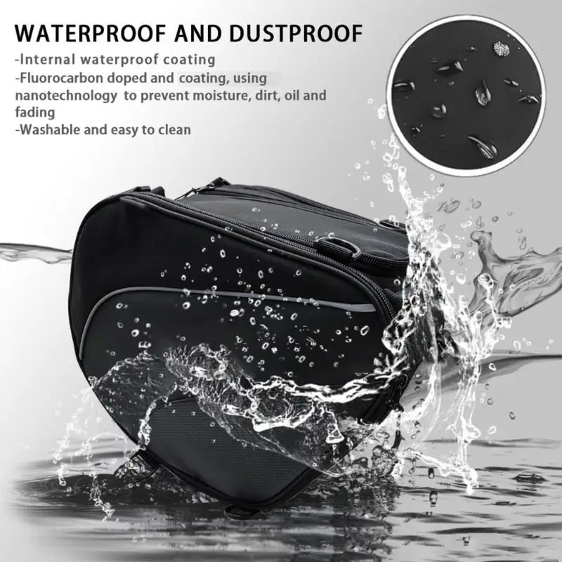 Motorcycle Side Carry Bag for Travel Use, Zippered Nylon with Mounted Entry for Phone, Keys, Cards, and Cable