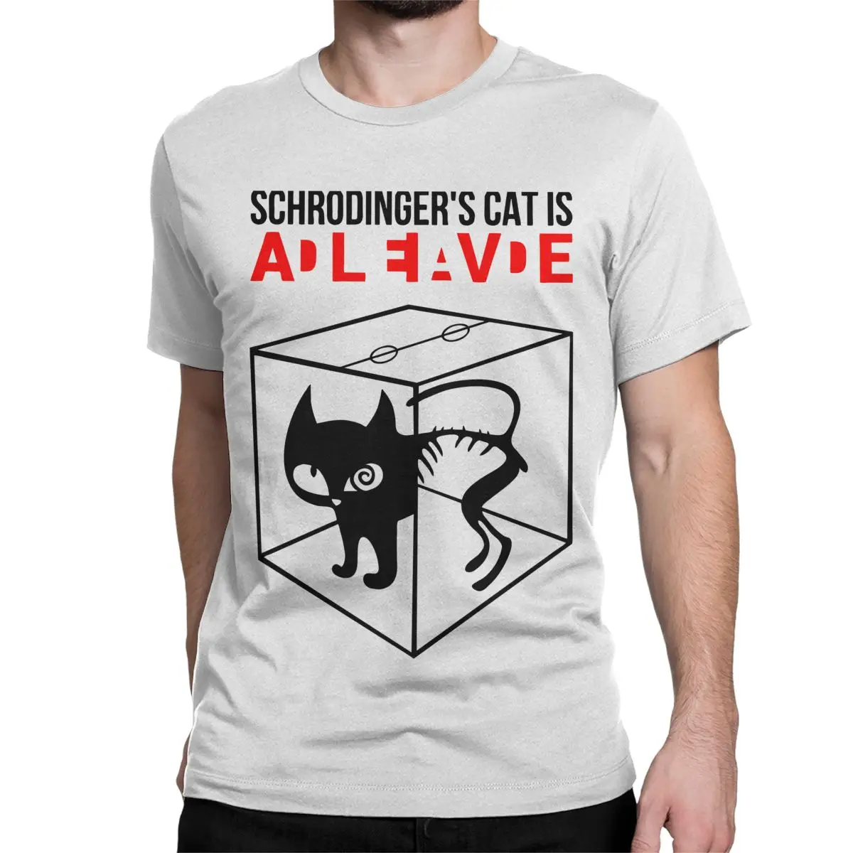 男性と女性のための新しい綿のTシャツ,schrodingerの猫のTシャツ,デッドプールとアライブの服,北欧デザイン,物理学