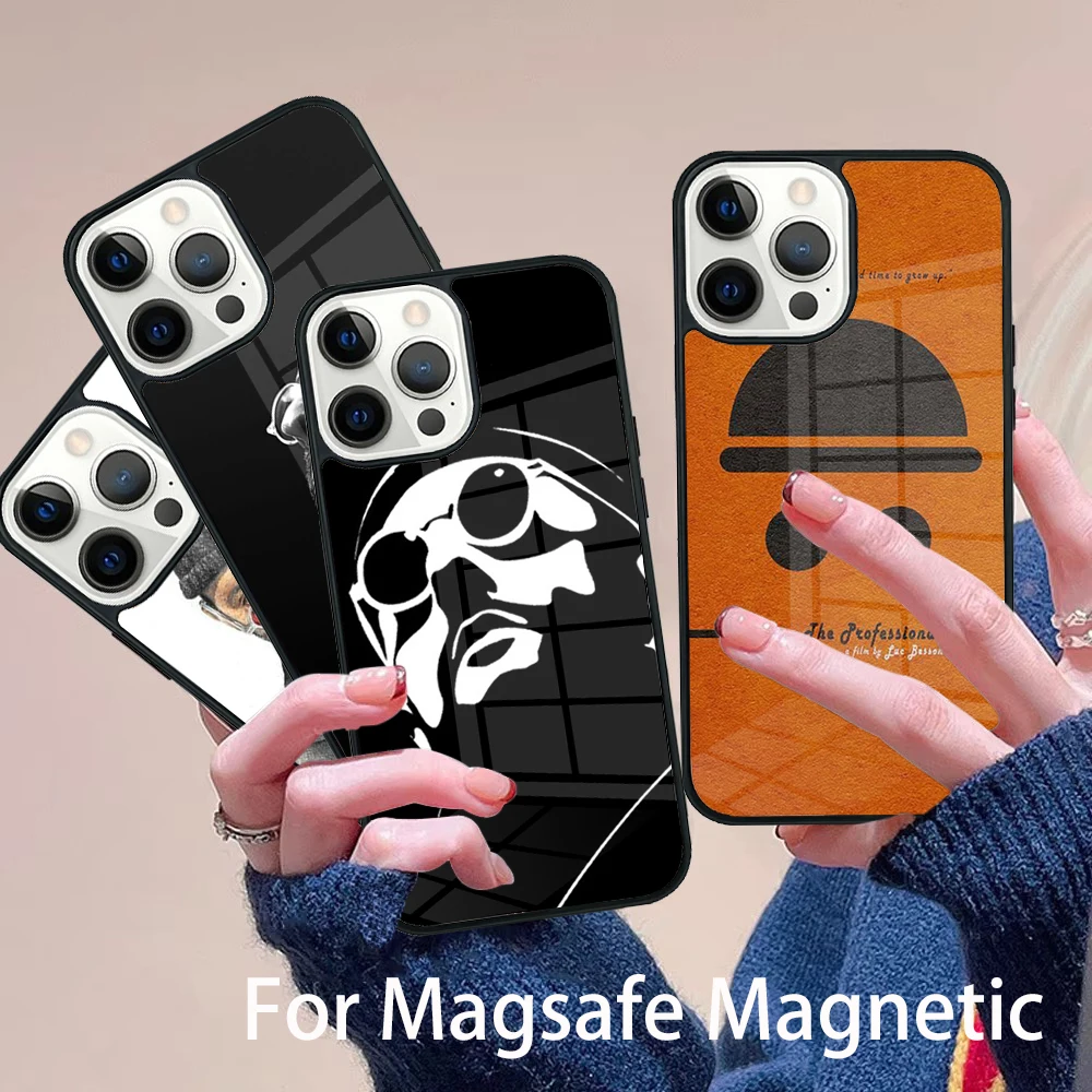 

Cartoon Killer Leon Uncle Girl Phone Case Magesafe Magnetic Wireless Charge Cover For IPhone 16 11 12 13 14 15 Pro Max Plus Mini