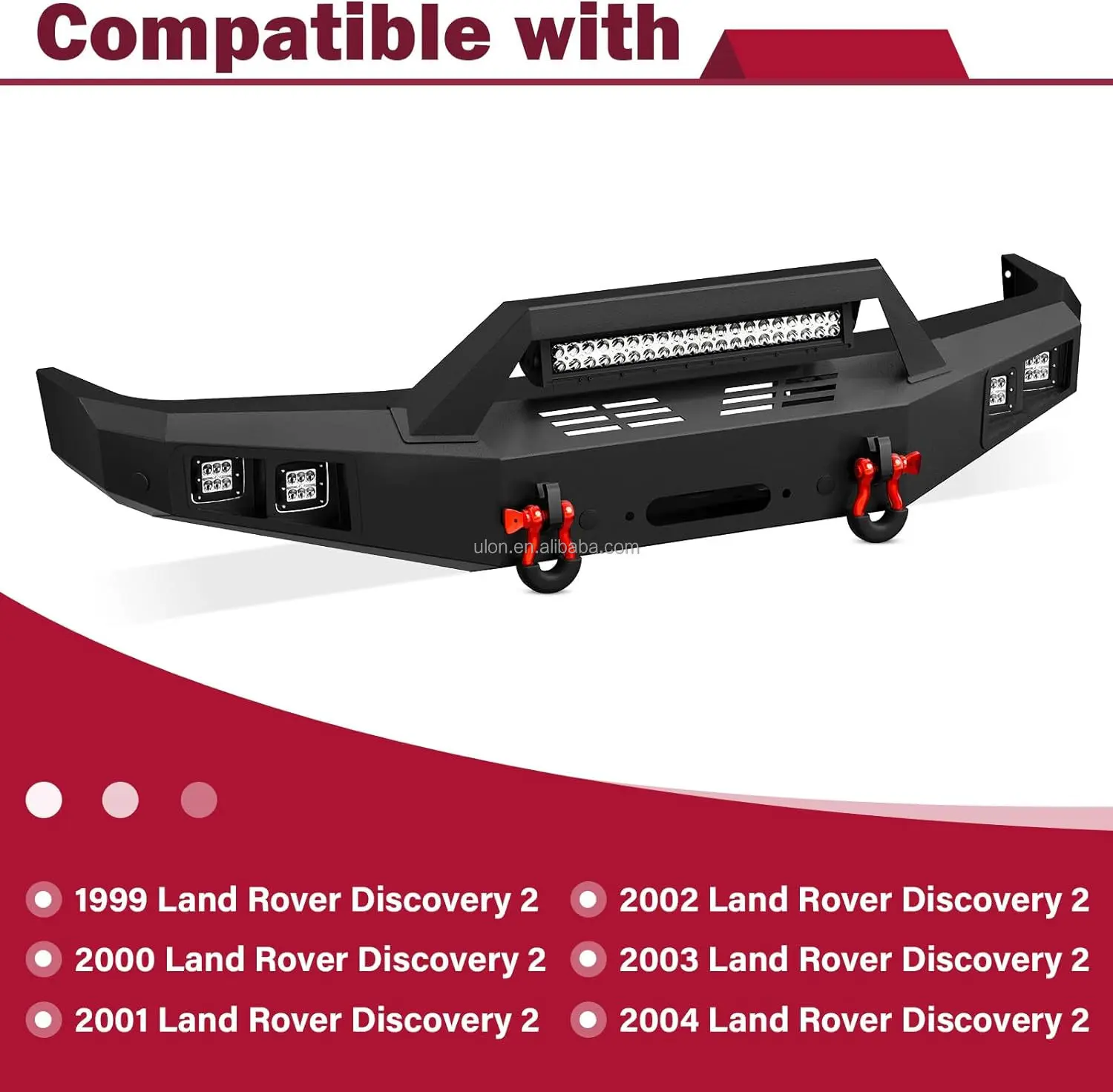 Factory Price Off-Road Front Bumper Fit 1999-2004 Land Rover Discovery 2 Rock Crawler Bumper Built-in LED Light and Winch Plate