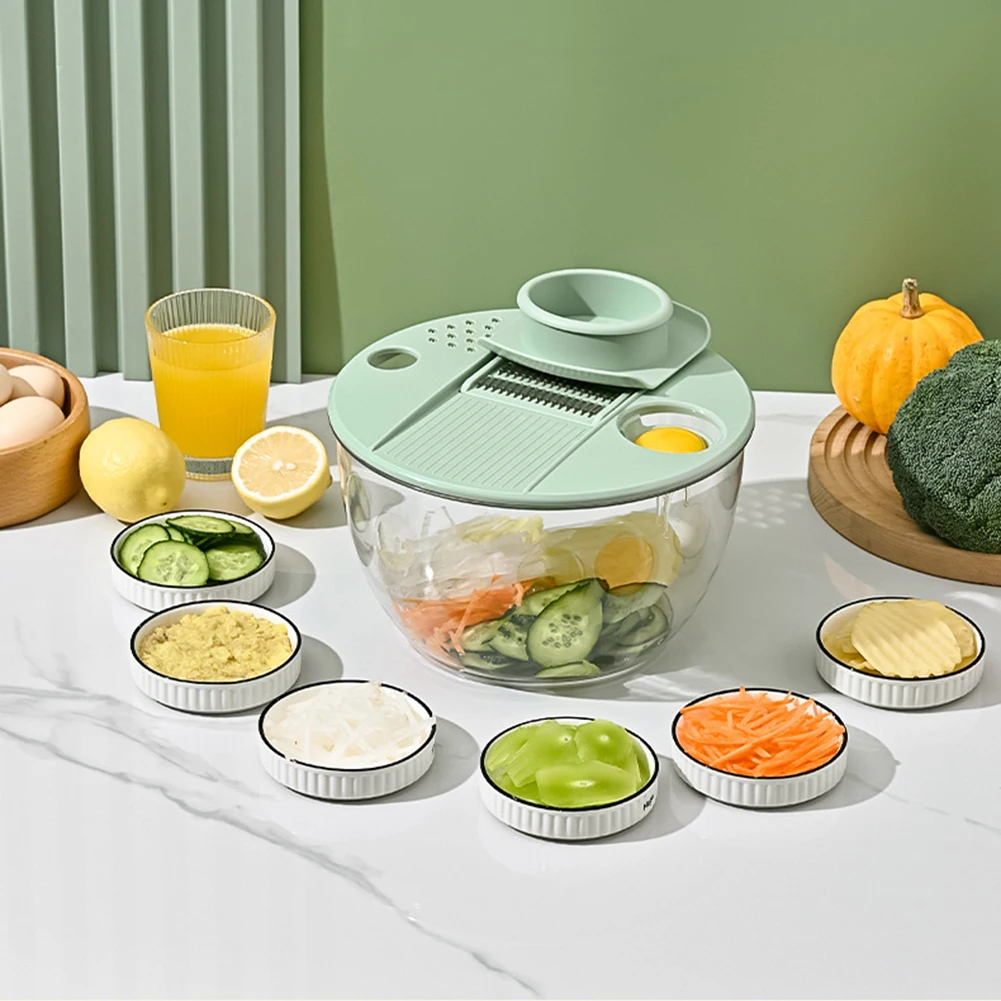 Gemüse-Salatschleuder, Gemüse-Obst-Waschkorb, multifunktionaler Dörrkorb mit Slicer, Küchenhelfer, Salat-Rührschüssel – Detail 3