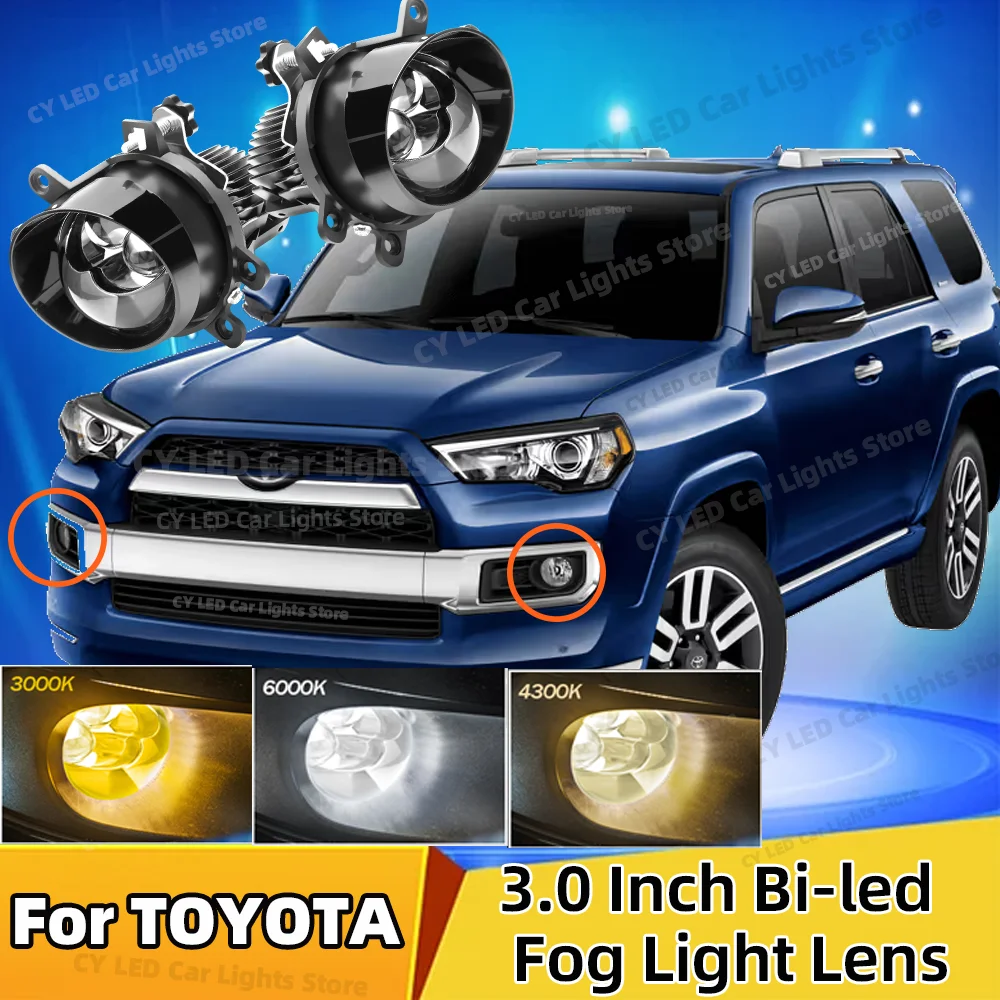

3,0-дюймовый светодиодный противотуманный фонарь с линзой проектора для Toyota 6000K 4300K 3000K H11 противотуманный фонарь с прожектором дальнего света