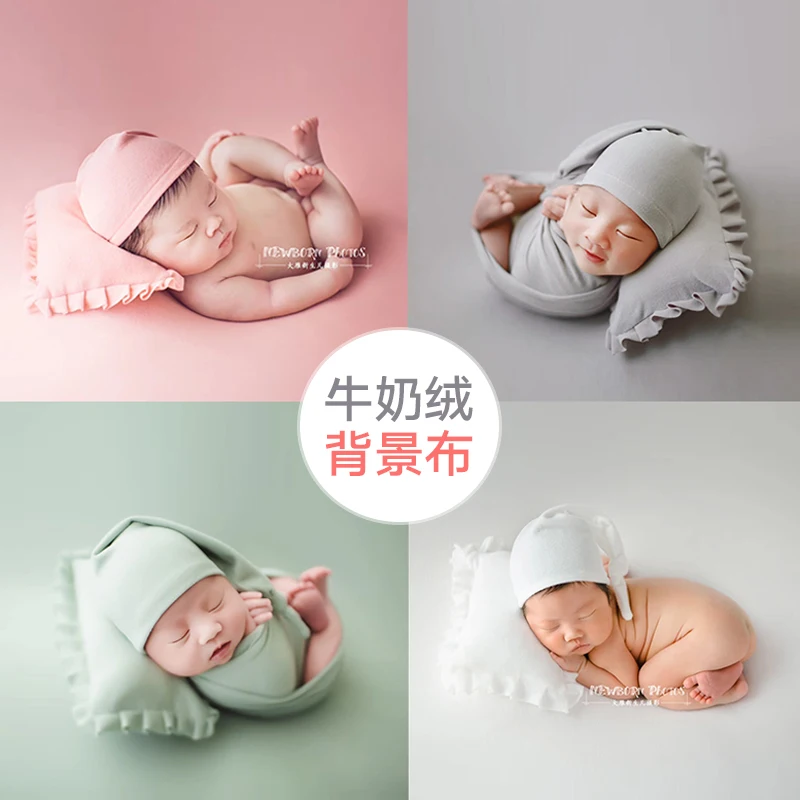 Properti fotografi bayi baru lahir, studio fotografi bulan penuh, dipasangkan dengan kain latar belakang beludru susu dua sisi untuk perekaman