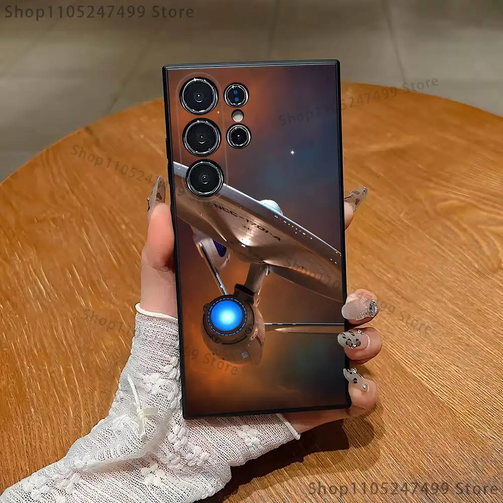 Funda de teléfono S-Star T-Trek Ships para Samsung S25,S24,S21,S22,S23,S30,Ultra,S20,Plus,Fe,Lite,Note,10 carcasa blanda negra