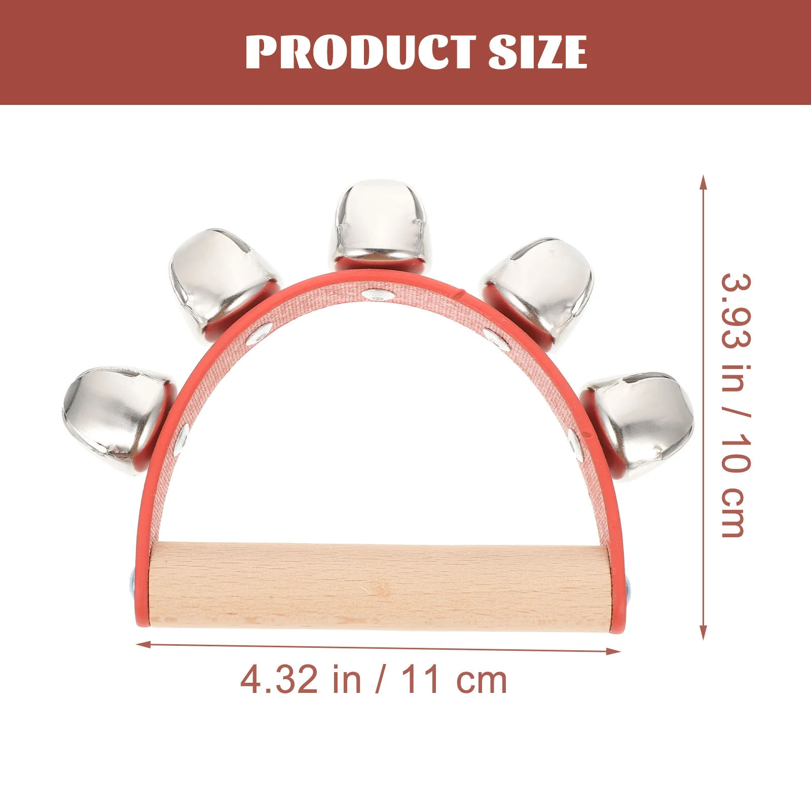Conjunto de sino portátil de tecido vermelho, 4 unidades, instrumentos musicais para crianças, sinos de madeira, chocalhos, educação precoce, brinquedos, presentes de percussão