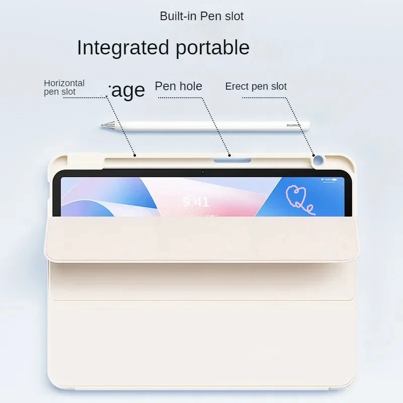 

Смарт-чехол для планшета HUAWEI MatePad 11,5 "S 2024, тройная подставка, мягкая жидкая силиконовая задняя панель с гнездом для ручки для Air 11,5" крышка