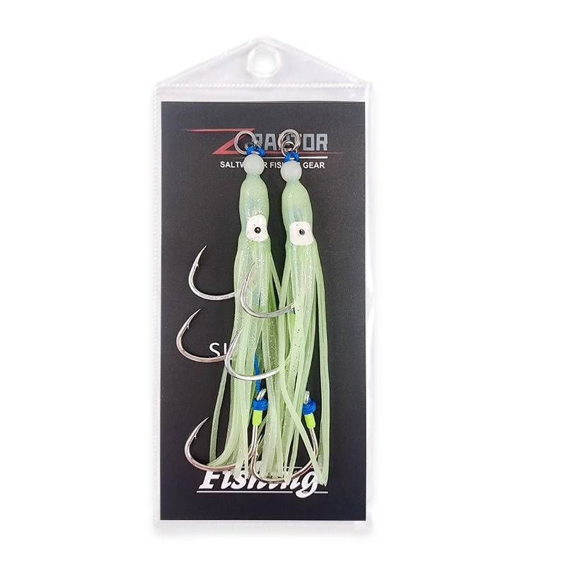 

2pcs Soft Bait 2/02/04/0 14cm Inchiku Assist Hooks With Squid Skirts Large Sized Jig Octopus Squid Snapper Jigs Hook Sea Fishing