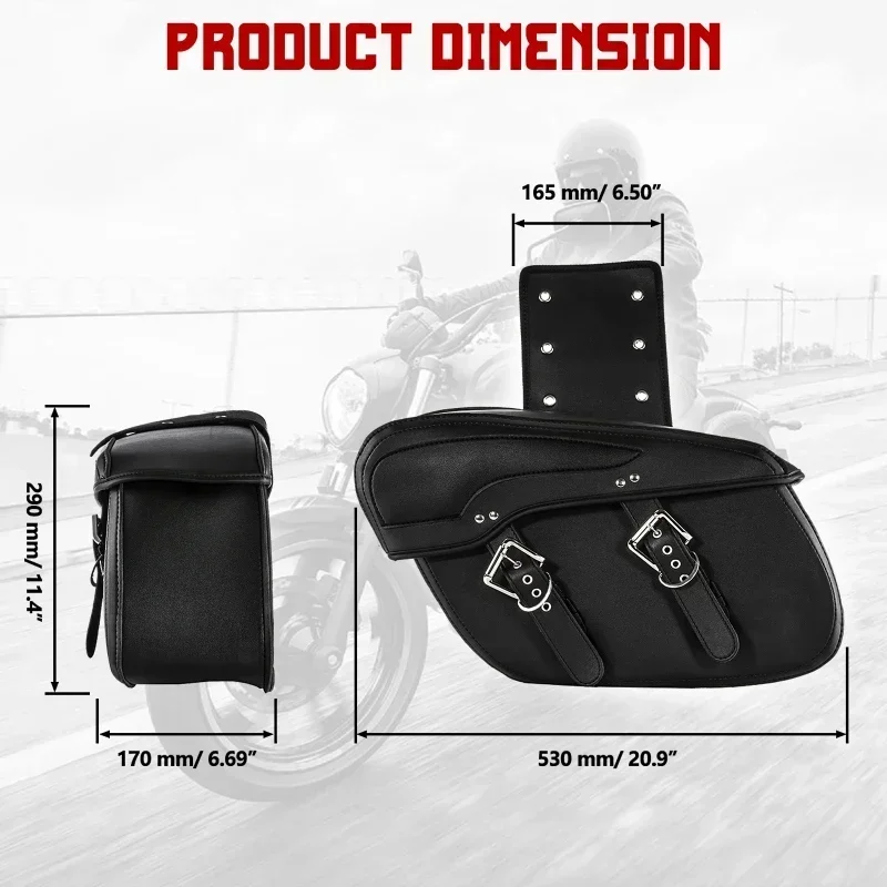 1Pair Universal  Motorcycle Synthetic Leather Saddlebags Side Tool Bag Luggage Saddle Bag