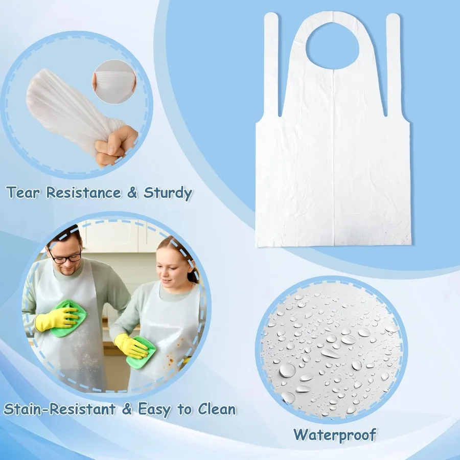 Grembiuli monouso con copertura completa del corpo realizzati in materiale plastico poli ideali per adulti in varie applicazioni come dipinto pi