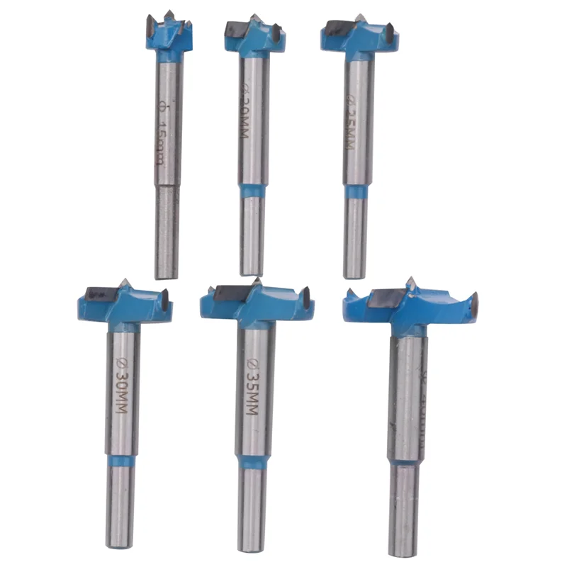 Набор сверл Forstner, 15-40 мм, 6 шт. твердосплавных сверл форстнера, высокоскоростной стальной инструмент для дерева