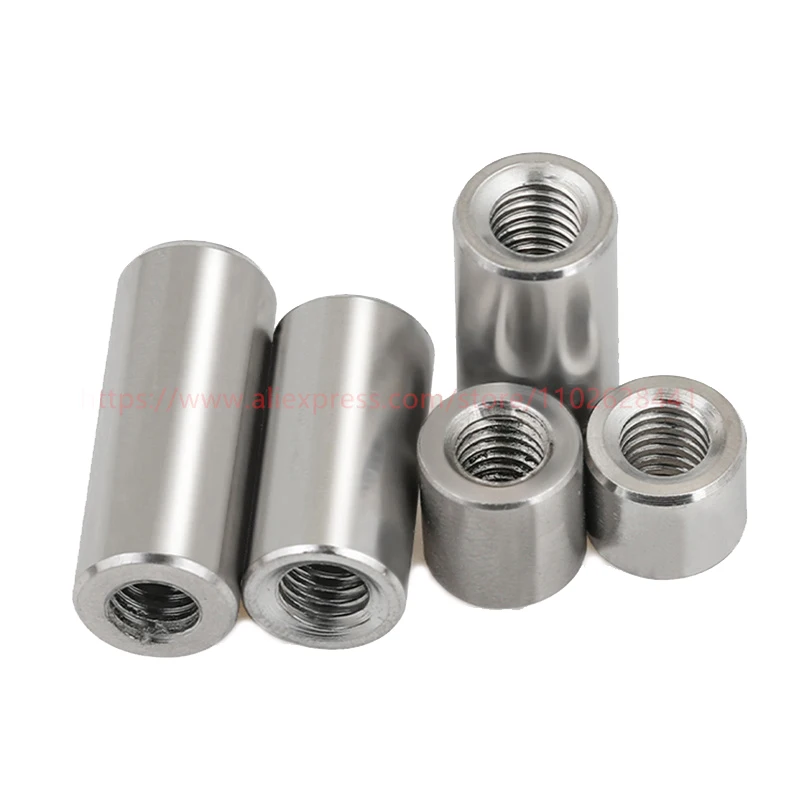 M2 M2.5 M3 M4 M5 M6 304 Stainless Steel Lengthen Round Coupling Internal Thread Cylindrical Joint Sleeve Tubular Nuts