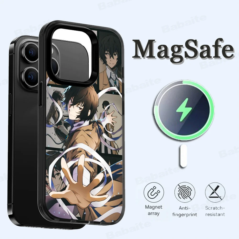 Anime Bungou Stray Dogs Dazai Osamu Phone Case Magesafe Magnetic Wireless Charge Case For iPhone 16 12 14 15 Pro Max Plus Mini