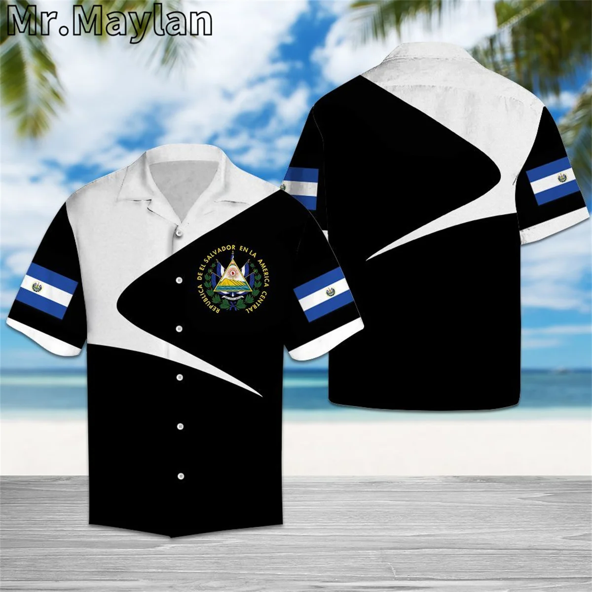 PERSONALIZED EL SALVADOR 3D Print Hawaiian Summer Beach Men Shirts Short Sleeve Shirt Streetwear Oversized 5XL Chemise Homme K22