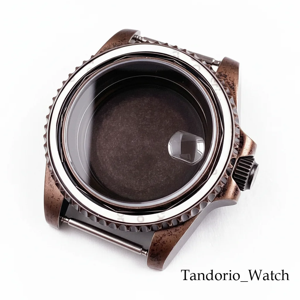 الرجعية مطلي العتيقة النحاس 40 مللي متر ساعة الحال بالنسبة NH35 NH36 ETA 2824 السيارات الرجال ساعة أجزاء الياقوت الزجاج الفرعية ساعة #1