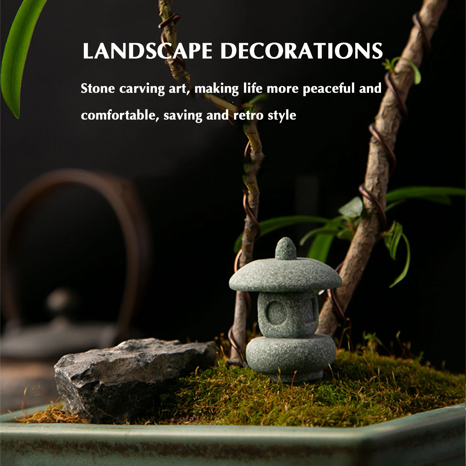 Creative Pagoda Decorative Ornament Chinese Architectural Aromatherapy Decoration Household Green Sandstone Tea Table Decoration