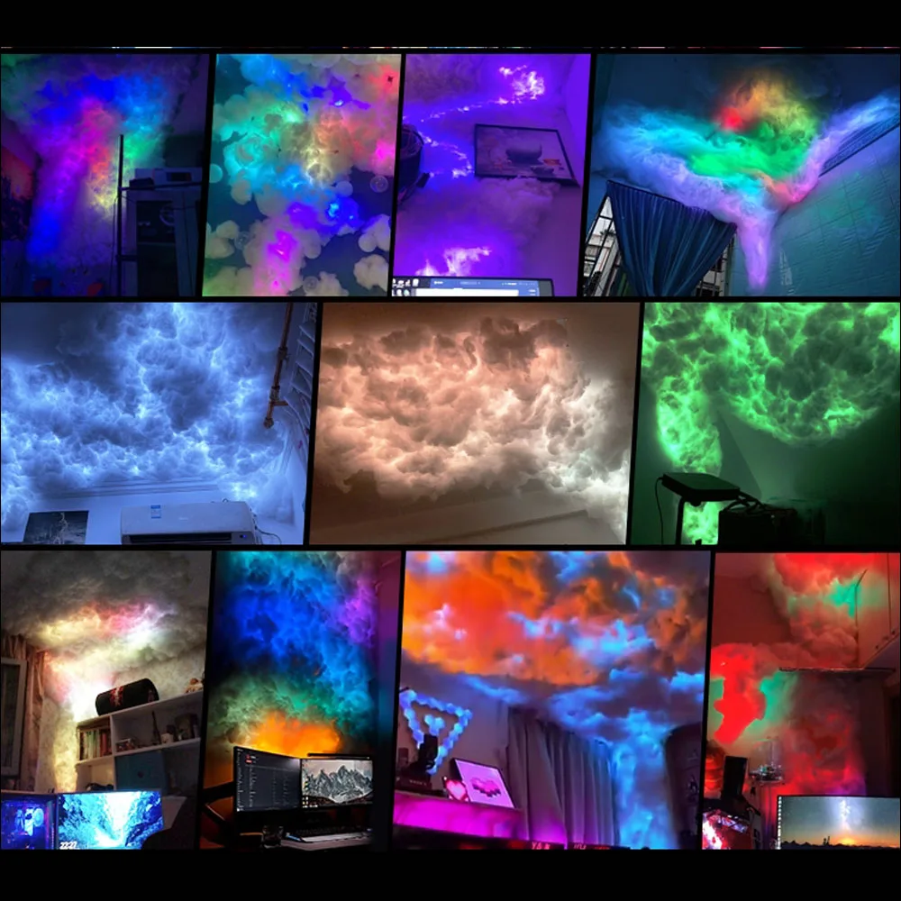 3D smart RGB LED thundercloud light, decorative background, room, game atmosphere lighting effects