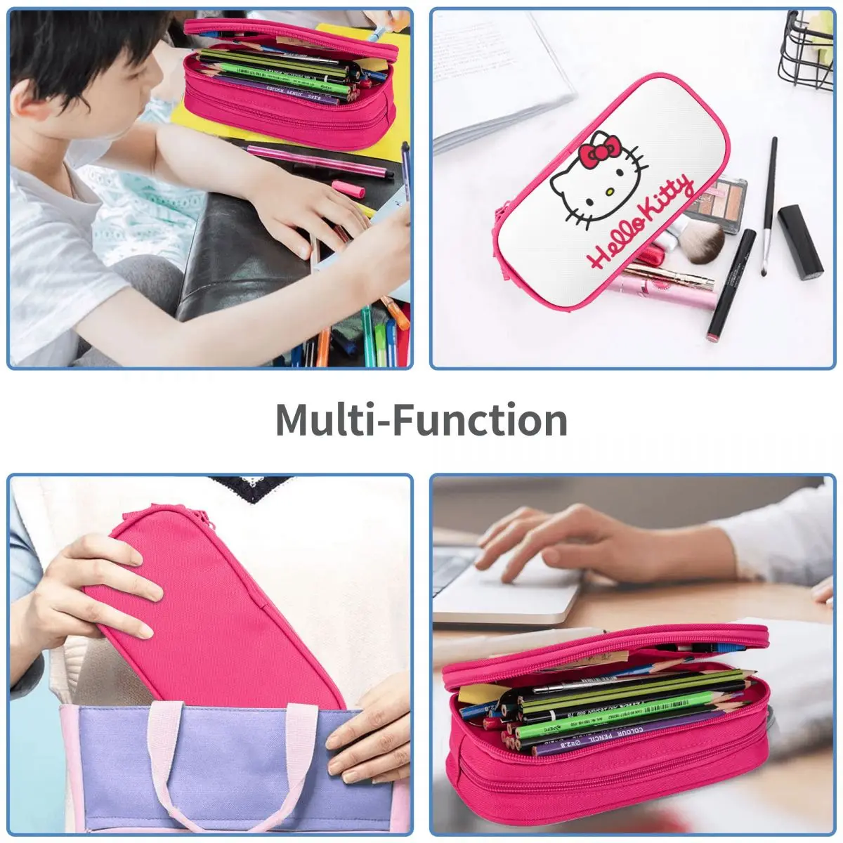 Cute Hello Kitty Pencil Cases Cute Pen Bag for Student Large Storage Students School Zipper Pencilcases