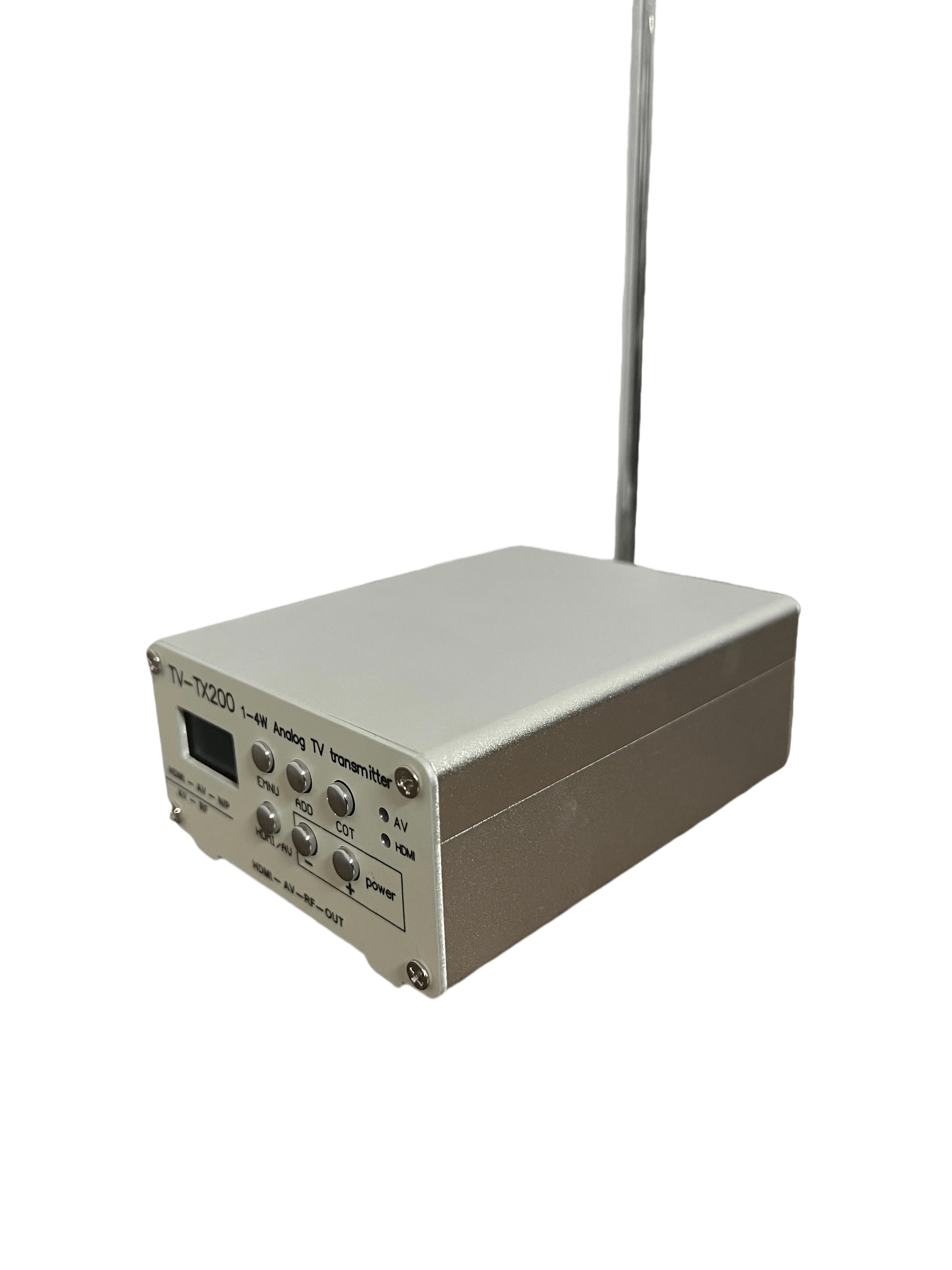 2W analogowy nadajnik telewizyjny pasmo częstotliwości VHF/UHF wybieralna częstotliwość nadajnika regulacja mocy obsługuje wejście sygnału HDMI/CVBS